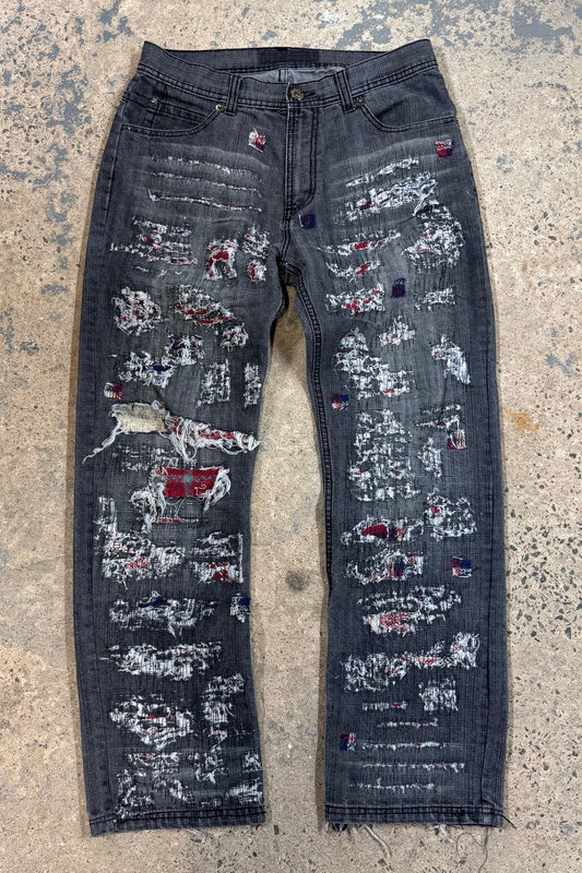 1 of 1 Distressed and Repaired Grey Wash Denim (34x32)